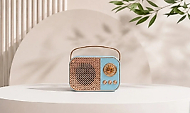 NB CONCEPT Nostaljik Radyo Şarjlı Bluetoothlu Kablosuz Hoparlör Retro Gold Mavi