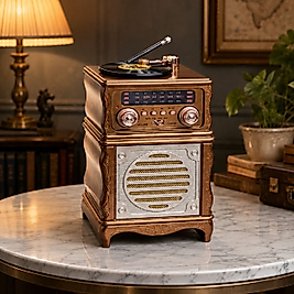 Nostaljik Ahşap Görünümlü Radyo - Bluetooth Hoparlör, Usb/sd/aux Girişli Şarjlı Retro Radyo/LİGHT
